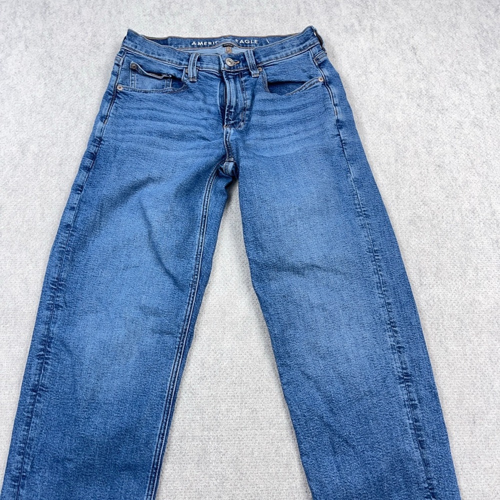 American Eagle Jeans Women 2 Long 90s Straight Leg Med Wash Stretch Denim - Picture 5 of 12